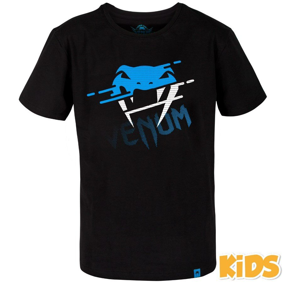 Детская футболка Venum Tornado Kids T-shirt Black Cyan
