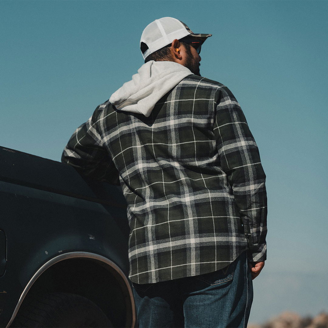 Howitzer Stockade Hooded Flannel Green Black Shirt price