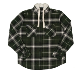 Howitzer Stockade Hooded Flannel Green Black Shirt