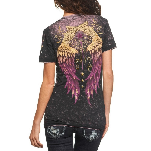 Двусторонняя футболка Sinful By Affliction Adoria V-neck Tee купити