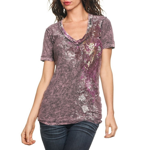 Двусторонняя футболка Sinful By Affliction Adoria V-neck Tee ціна