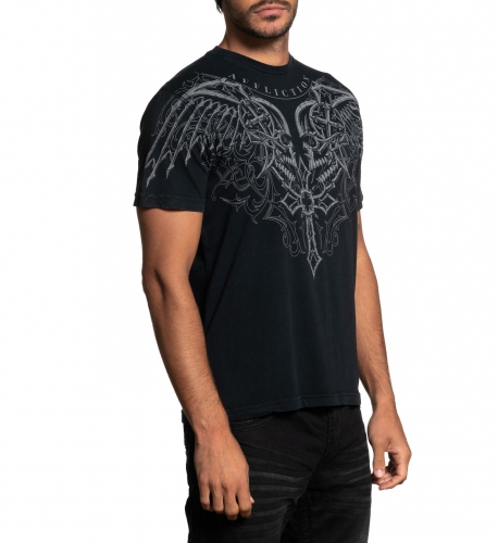 Affliction Milan SS Tee Black Lawa Wash T-shirt original