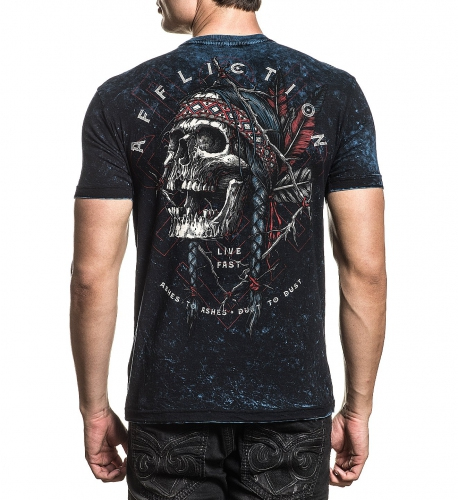Двостороння футболка Affliction AC Prarie Storm SS Rev Tee Black Pacific Blue Lava Tint купити