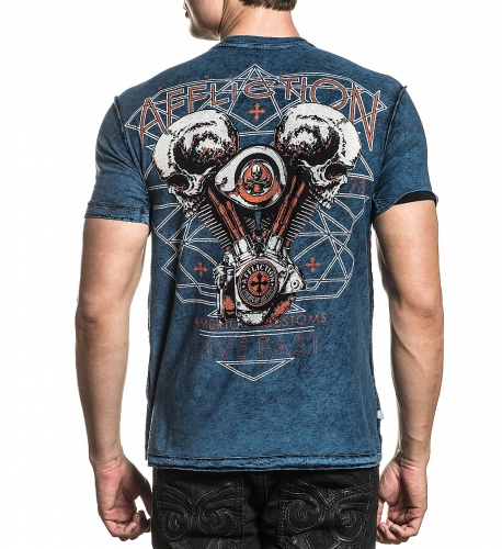 Двостороння футболка Affliction AC Prarie Storm SS Rev Tee Black Pacific Blue Lava Tint ціна