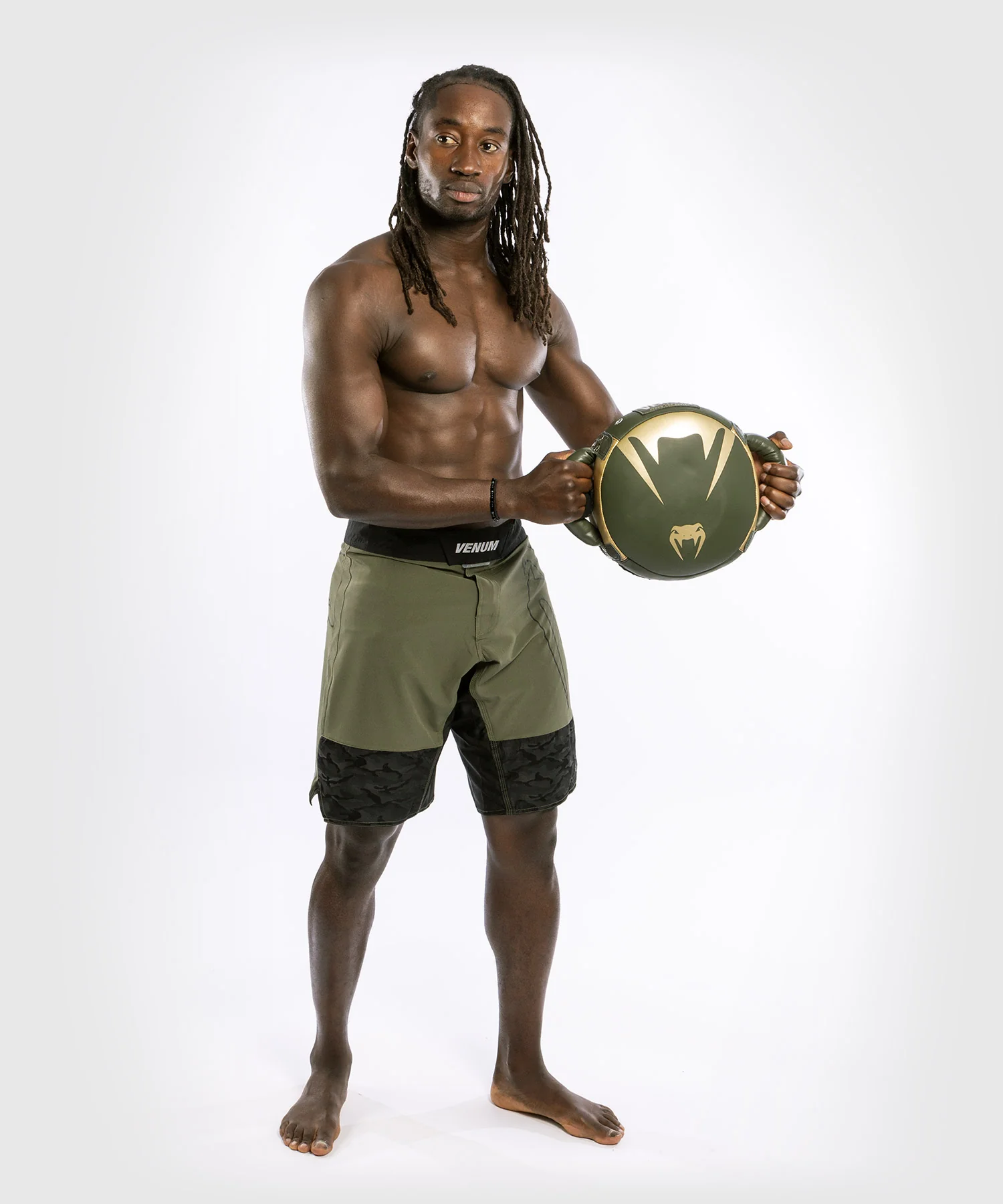 Силова подушка Venum Pro Boxing Mini Round Punch Shield Khaki Gold оригінал