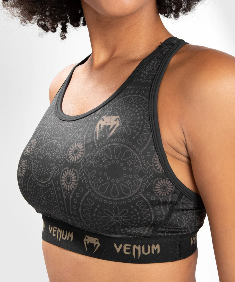 Спортивный топ Venum Women Santa Muerte Dark Side Sport Bra - Black Brown цена