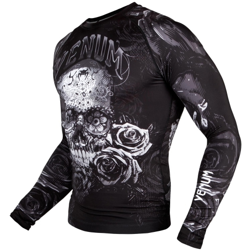 Рашгард Venum Santa Muerte 3.0 Rashguards Long Black White ціна
