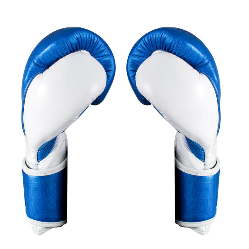 Боксерские перчатки Cleto Reyes High Precision Leather Training Gloves Metallic Blue White купить