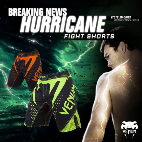 Шорти для MMA Venum Hurricane Fight Shorts Black Neo Orange розмір