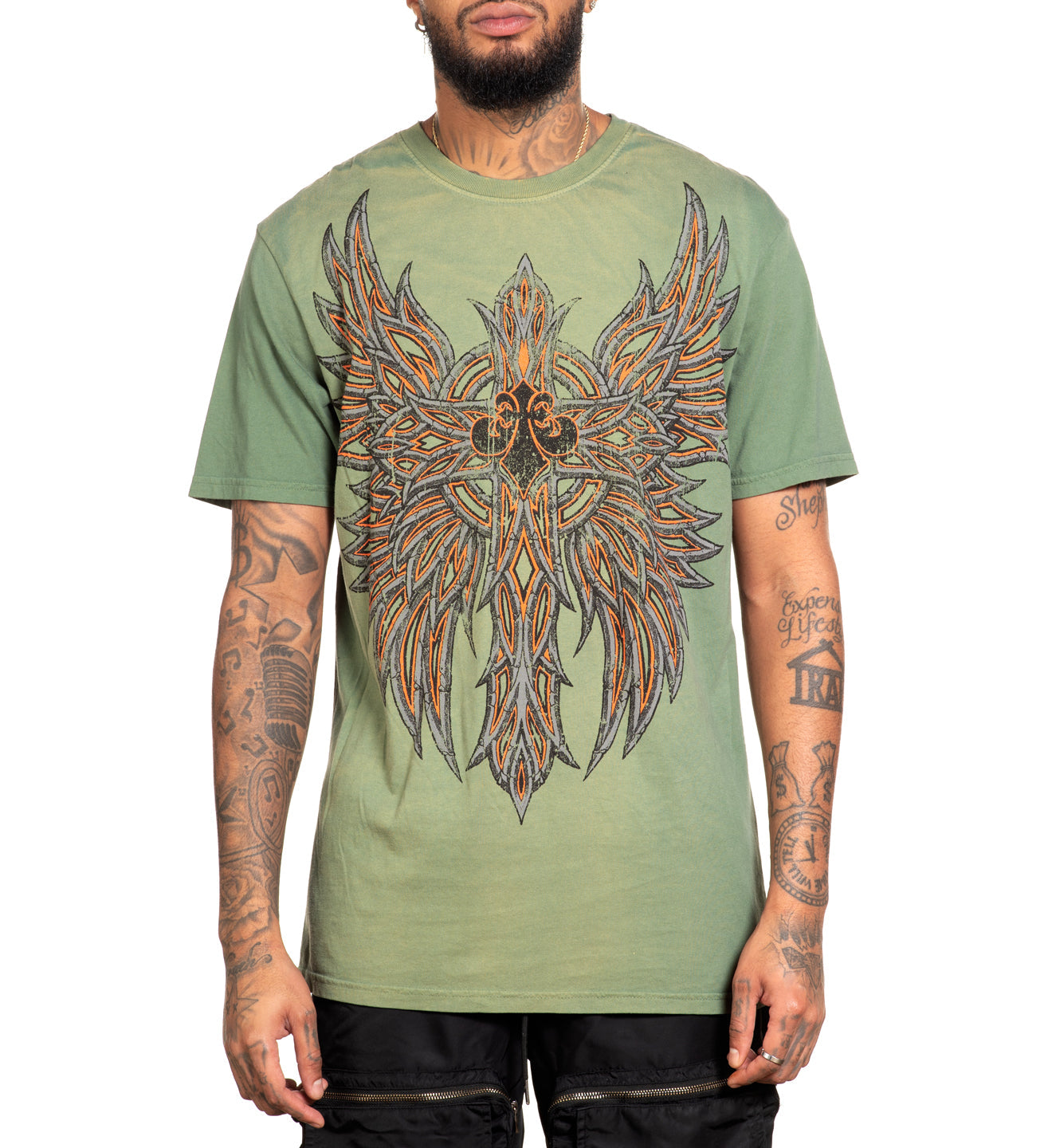 Футболка Affliction Absolution Tee VTG Green Potassium Spray