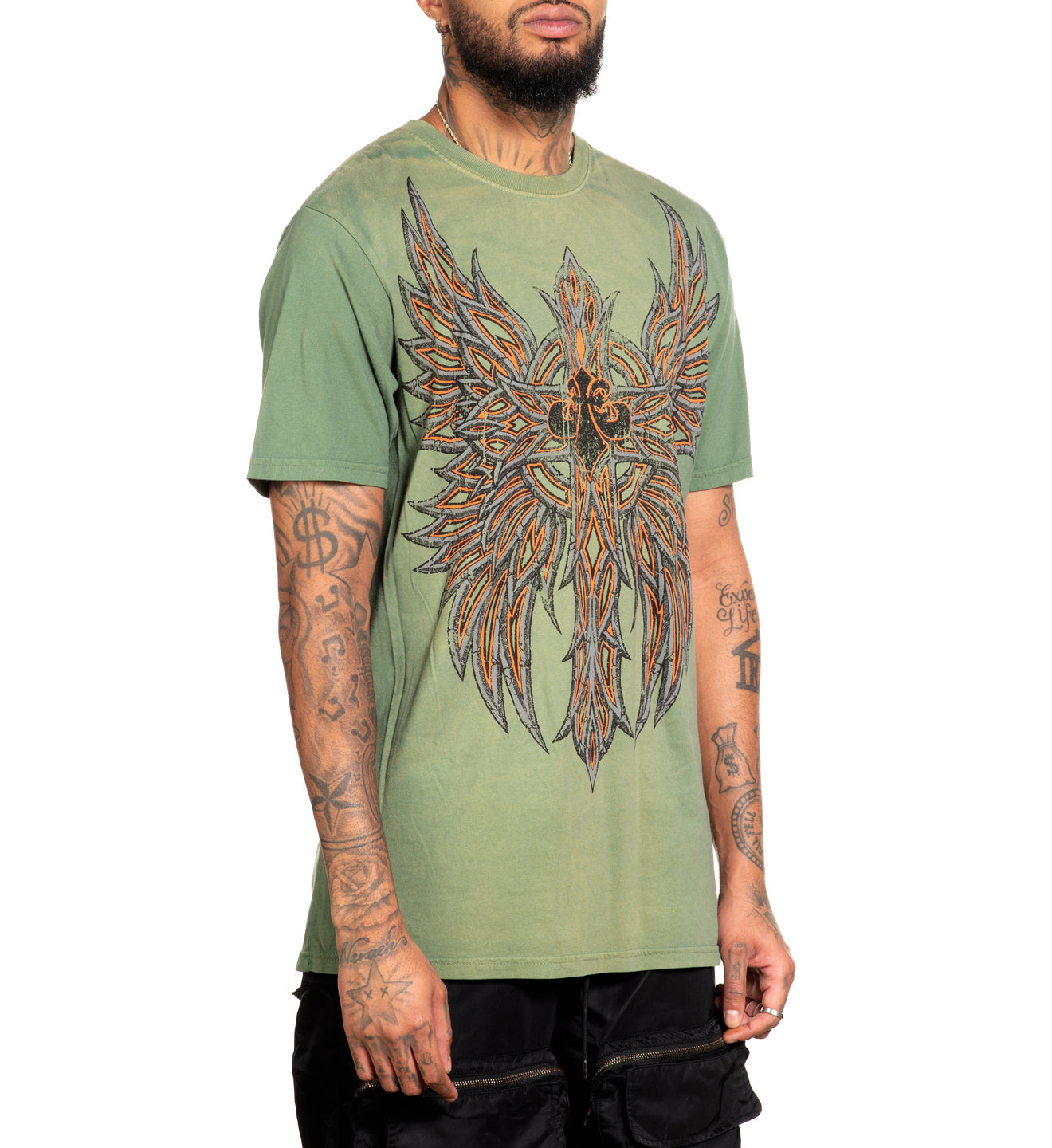Affliction Absolution Tee VTG Green Potassium Spray T-shirt price