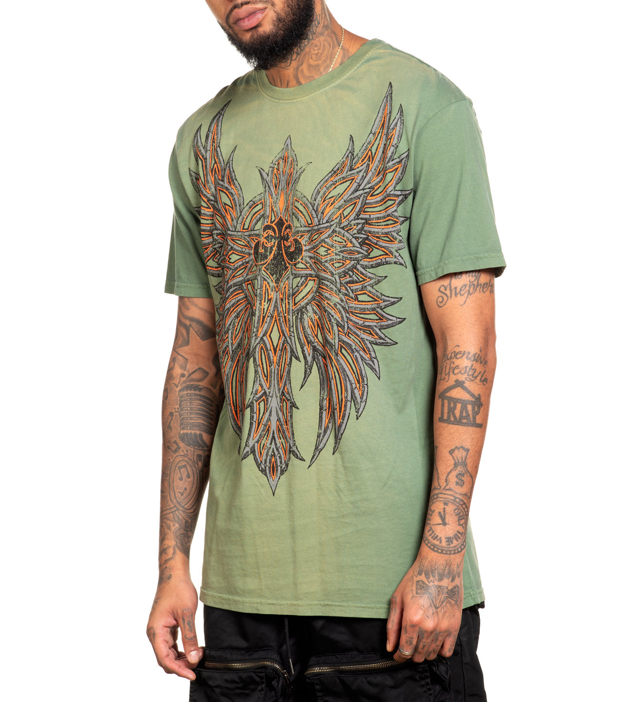 Affliction Absolution Tee VTG Green Potassium Spray T-shirt photo